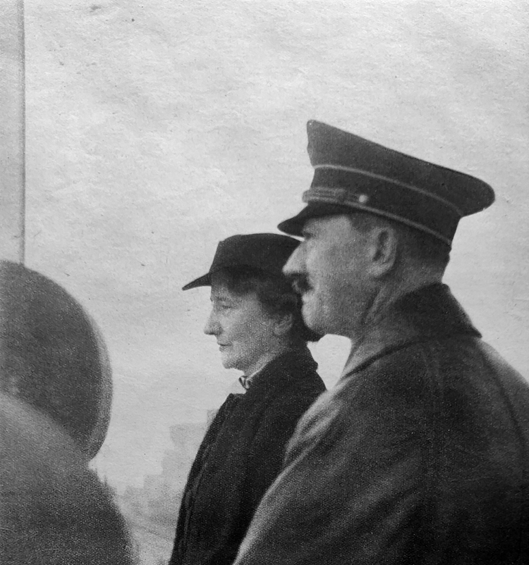 At the launch of the Gneisenau battleship. Adolf Hitler with Frau Märter, widow of commandant Märter who died during the Battle of the Falkland Islands during WWI